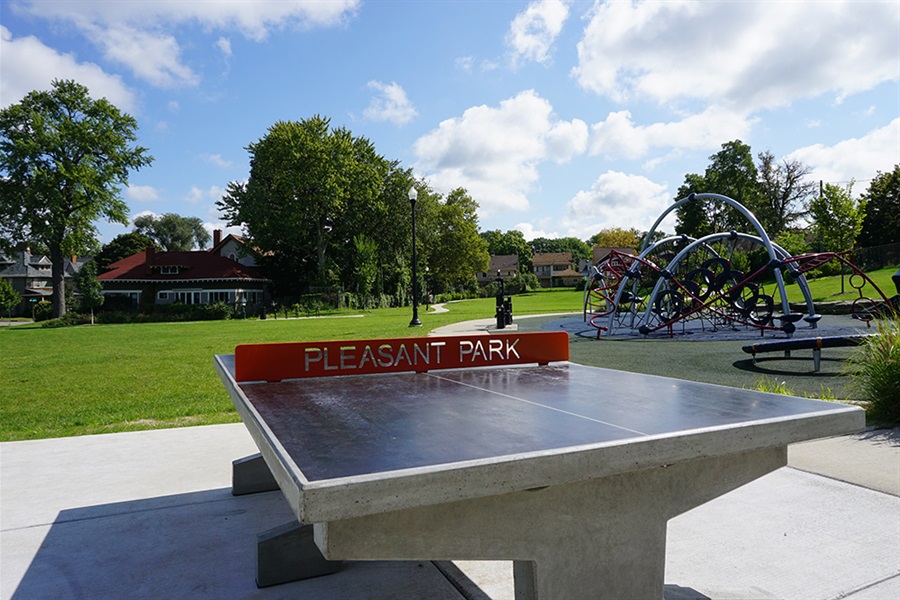JPEG image of an outdoor ping pong table at Pleasant Park