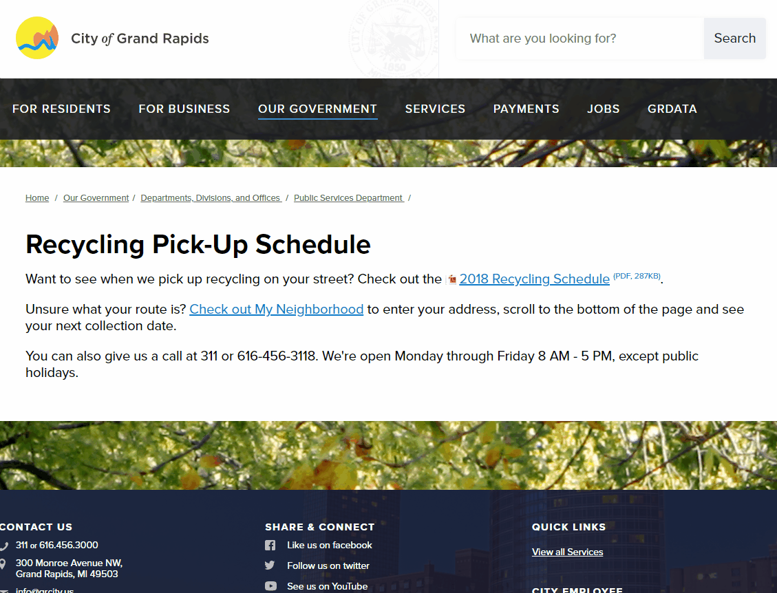 GIF image of how to look up next recycling collection date