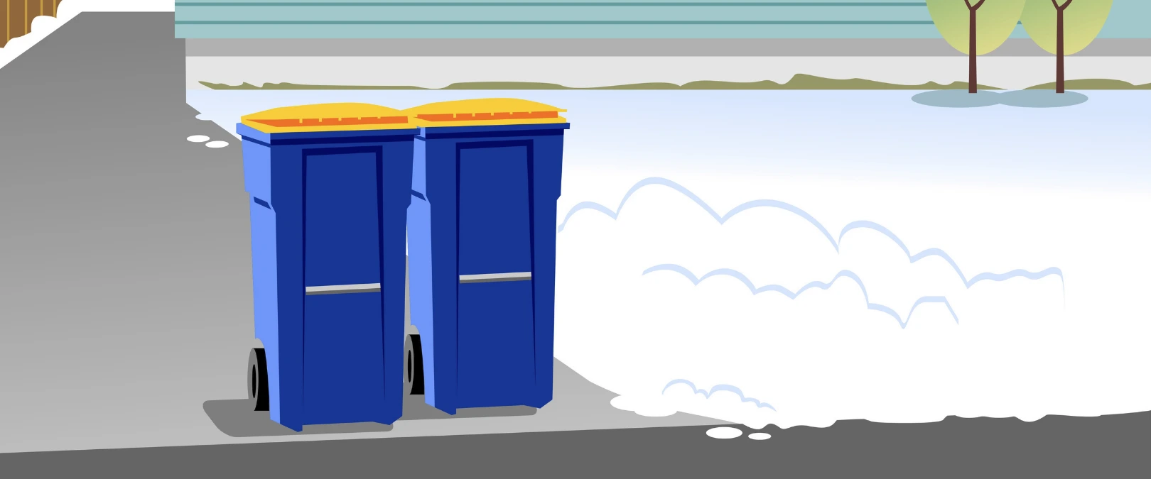 graphic of refuse bins on pavement at driveway