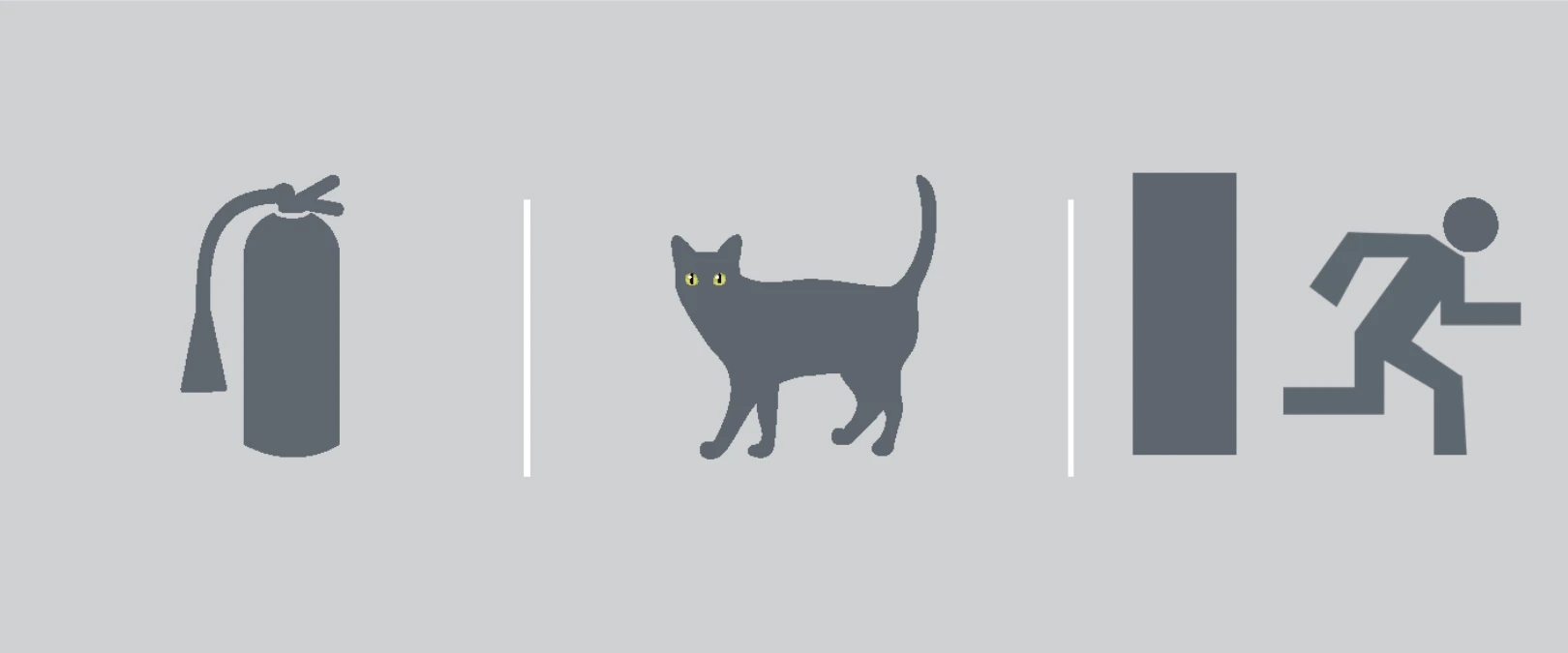 graphic of fire extinguisher pets and escape