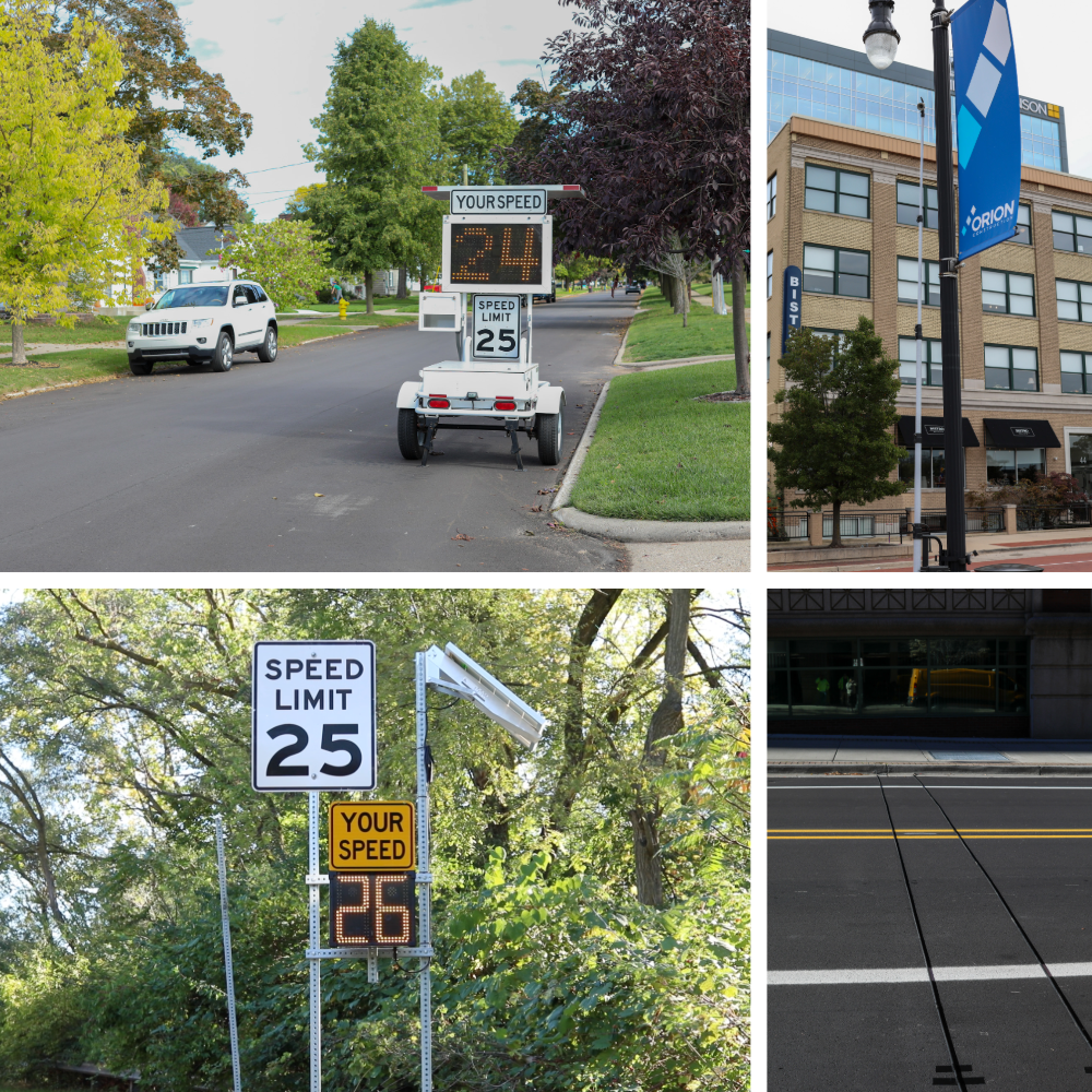 4 pictures of temporary traffic installations