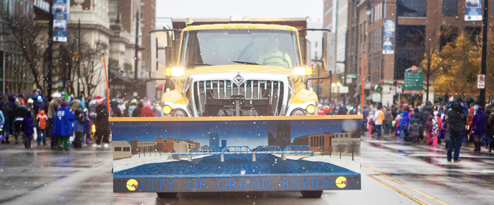 painted snow plow in street