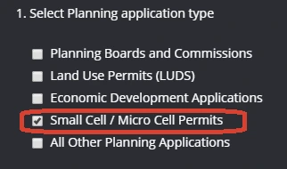 Small Cell/ Micro Cell Permits filter selected