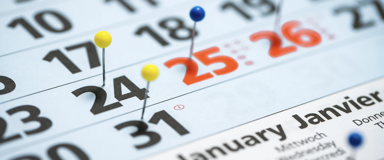 Image of calendar with Push Pins